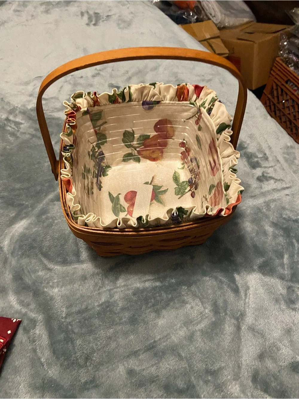 Longaberger 1989 large berry basket liner protector 9x9